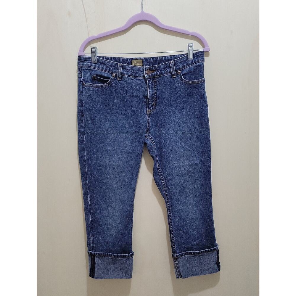 Caslon Indigo Mid Rise Cropped Jeans with Rolled Cuff Hem, Womens Size 8